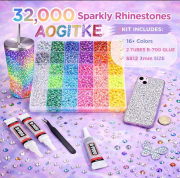 AOGITKE 40 Colors Resin Jelly Rhinestones for Crafting, Bedazzling, 3mm 32000 Pcs Flatback Gems for Crafting,Bedazzling Kit with 3Pcs B7000 Glue for Clothing Shoes Nail Book Diamond Art Ect.