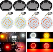 AOGITKE 2'' LED Turn Signals-1157 Front Rear Turn Signal Lights w/ 4 Pcs Smoke Lens Covers Compatible for Harley Davidson Street Glide Road Glide Softail Sportster Street Bob -1 Set